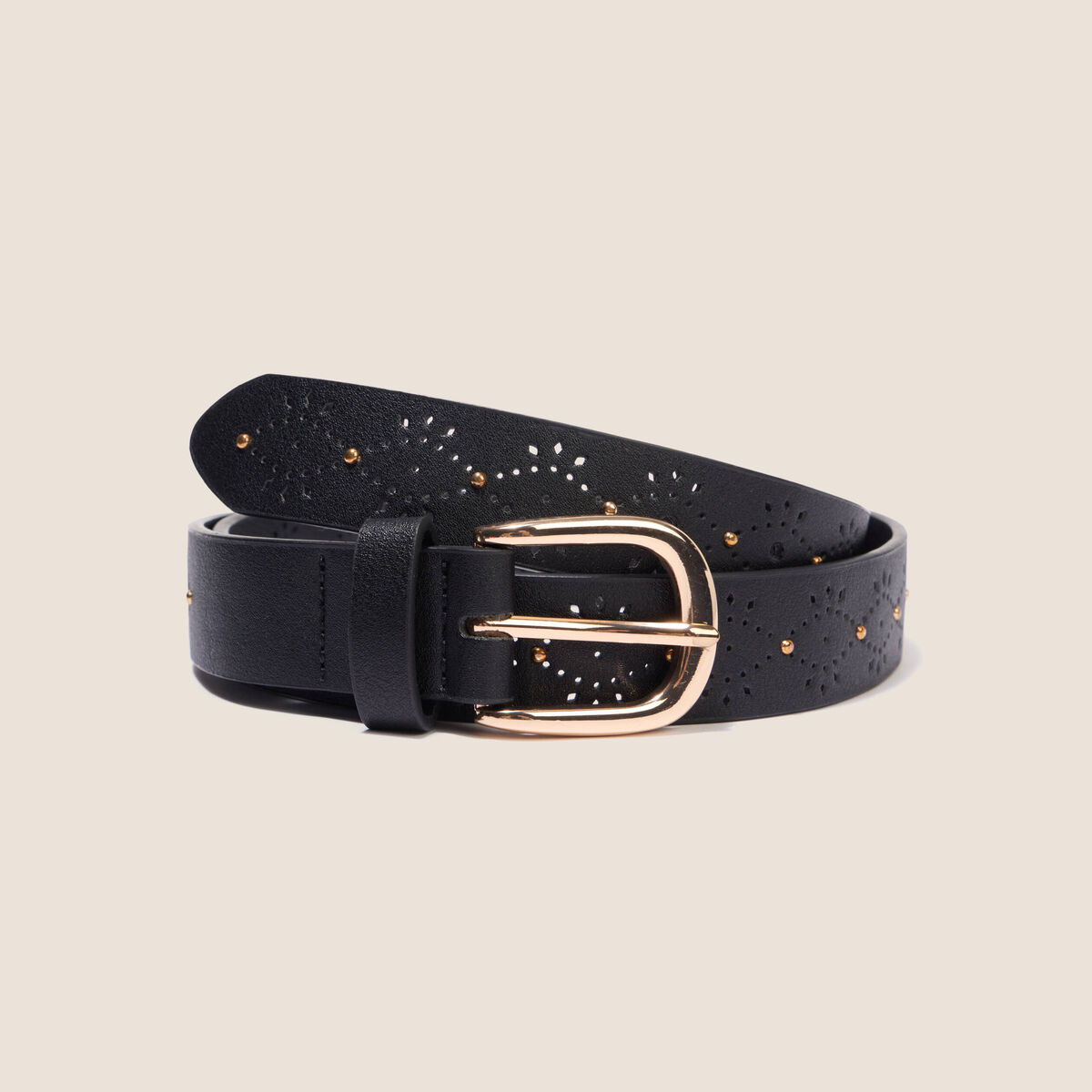 Ceinture fine ajour&eacute;e noir femme