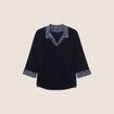 T-shirt manches 3/4 2-en-1 bleu marine femme