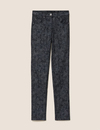 Pantalon coupe ajust&eacute;e enduit gris acier femme