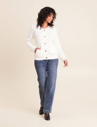 Gilet manches longues ecru femme
