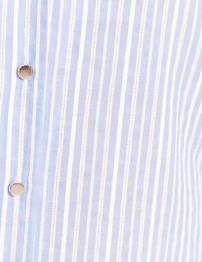 Chemise ample manches 3/4 col chemise bleu femme
