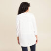 Gilet droit mi-long à pans manches 3/4 ecru femme