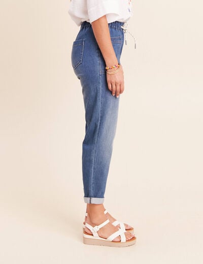 Jean coupe mom 7/8&egrave;me denim stone femme