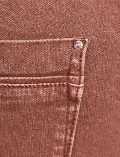 Jean coupe droite taille haute marron clair femme