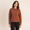 Pull col rond marron fonc&eacute; femme