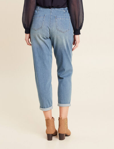 Jean paperbag détails tressés denim double stone femme