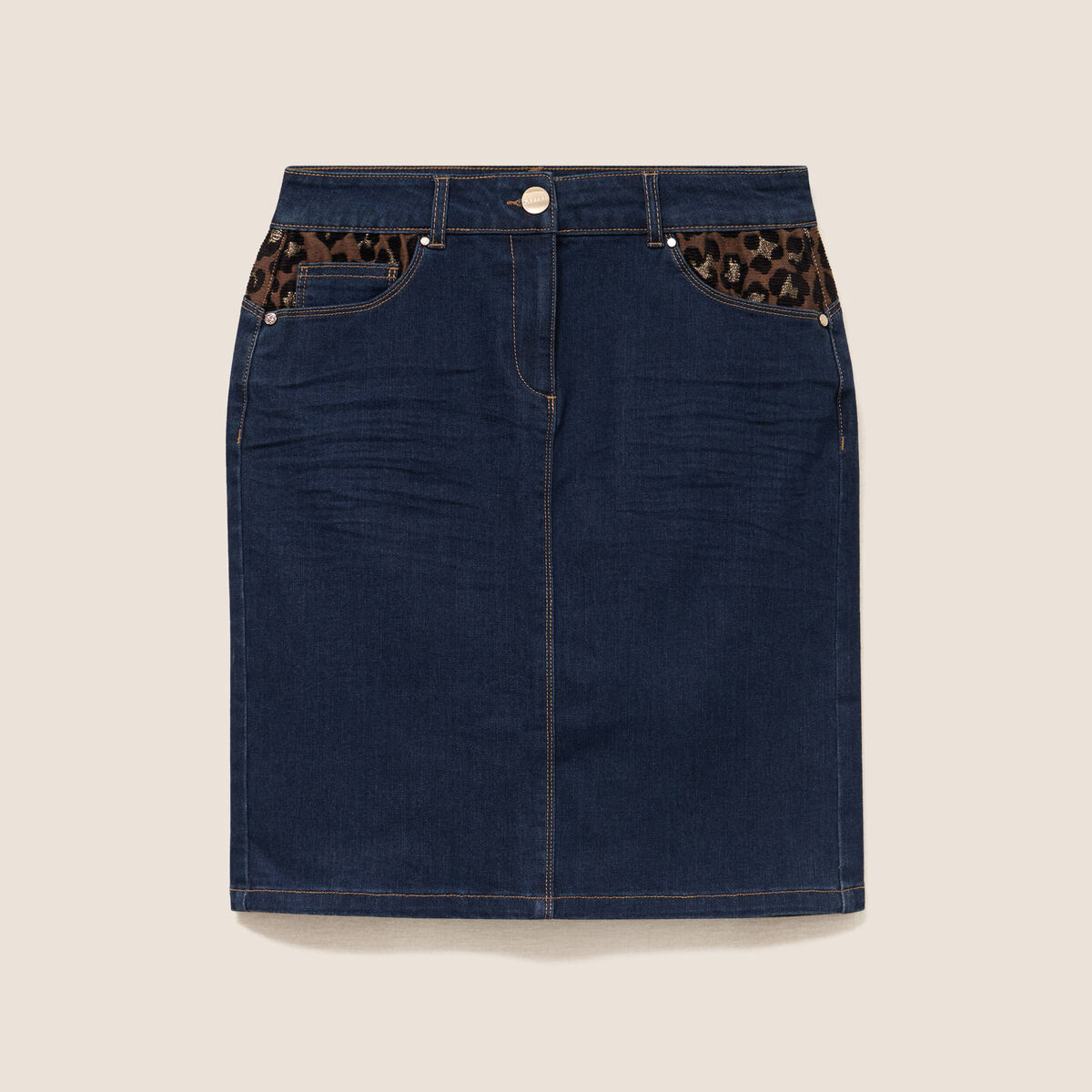 Jupe droite courte denim brut femme