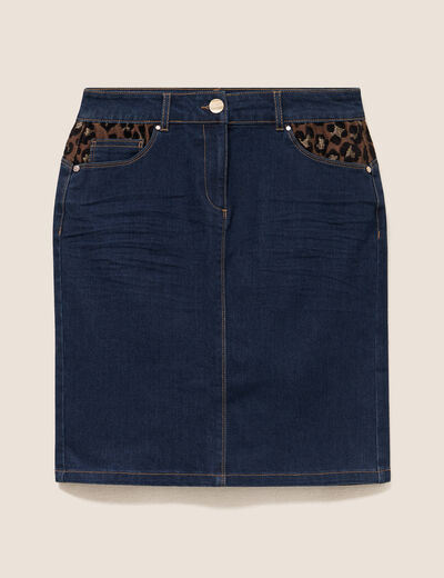 Jupe droite courte denim brut femme