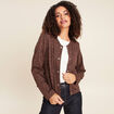 Veste doubl&eacute;e marron femme