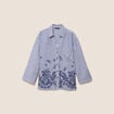 Chemise droite manches 3/4 fluide bleu femme