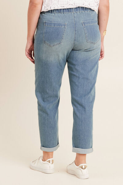 Jean large à coulisse denim double stone femme