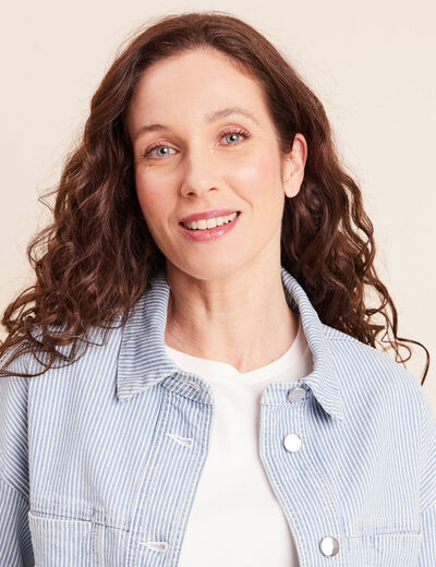 Veste ample en jean manches longues bleu femme