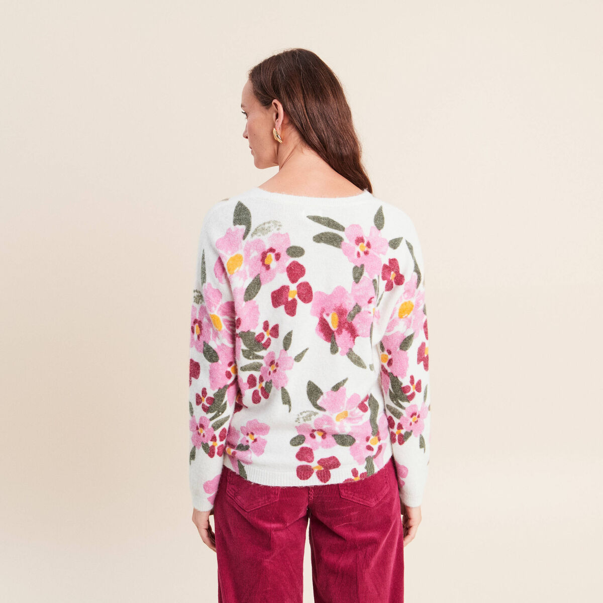 Pull manches longues multicolore femme