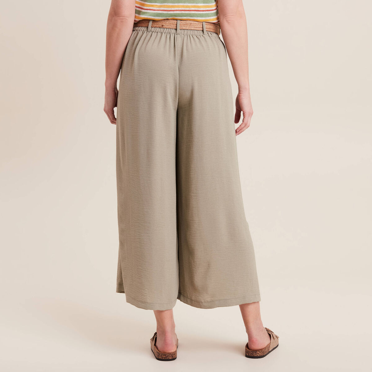 Pantalon jupe-culotte large vert clair femme