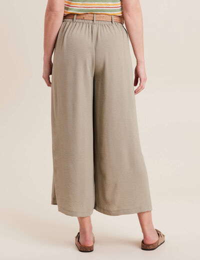 Pantalon jupe-culotte large vert clair femme