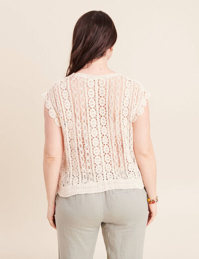 D&eacute;bardeur macram&eacute; ecru femme