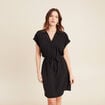 Robe droite ceinture nouée noir femme