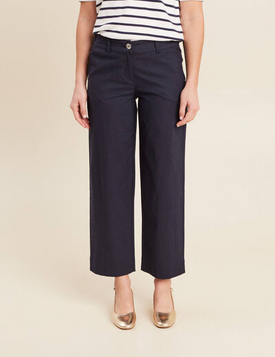 Pantalon large 7/8ème bleu foncé femme
