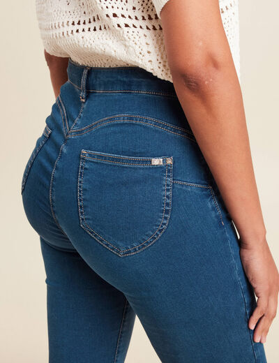 Jeans léger taille haute long denim double stone femme