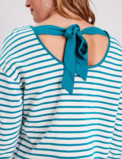 T-shirt manches 3/4 vert canard femme