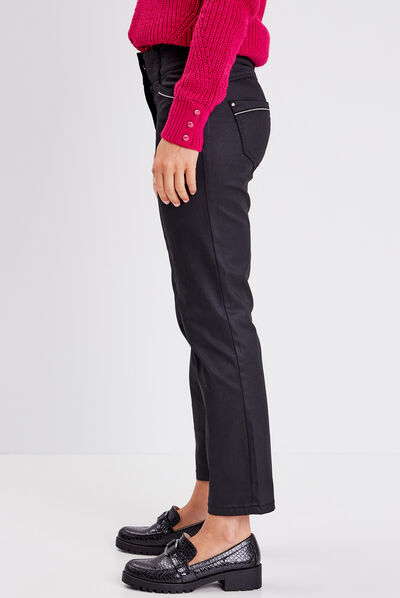 Pantalon droit noir femme