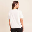 T-shirt ample col rond brod&eacute; ecru femme