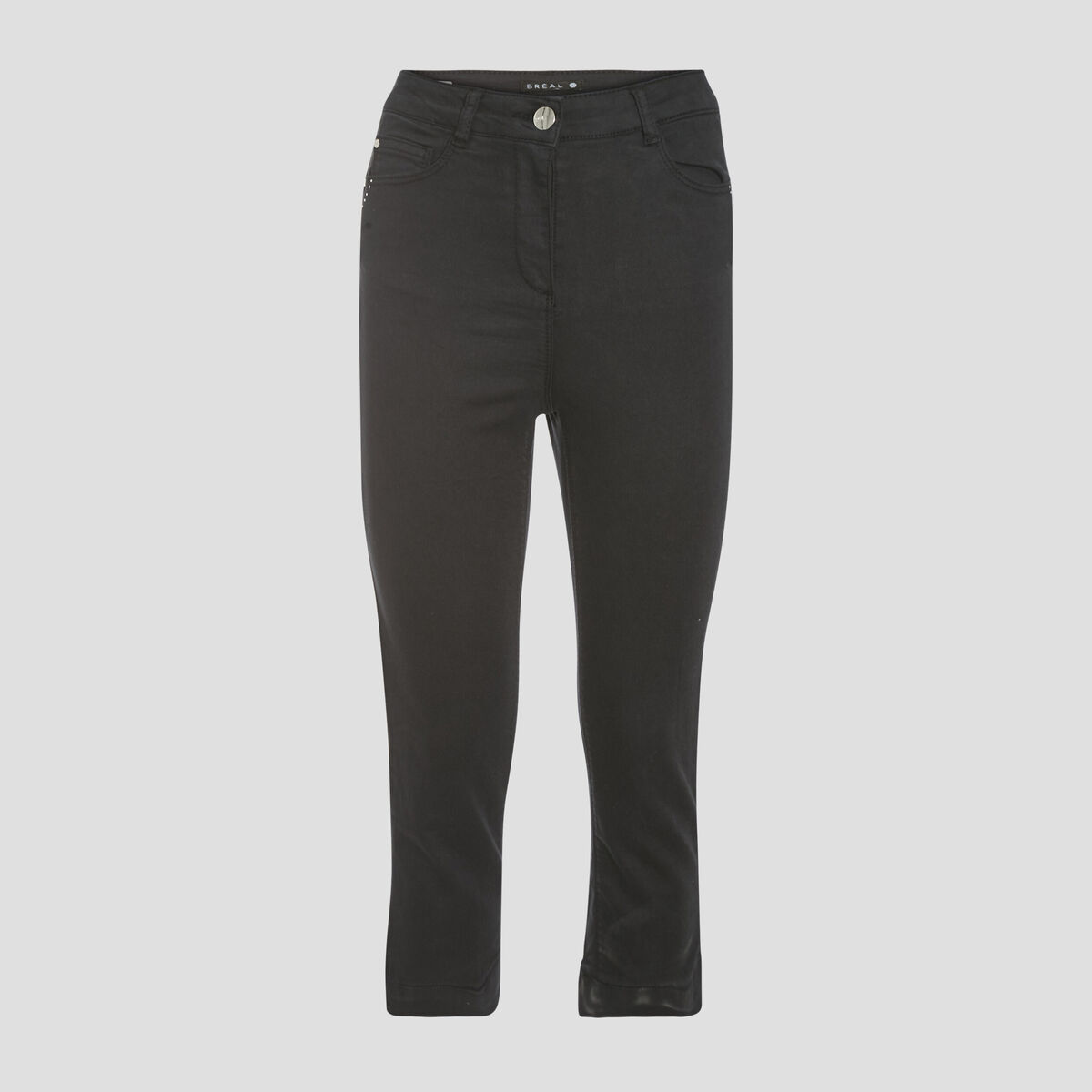 Pantacourt droit taille haute noir femme