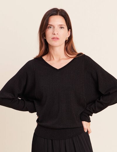 Pull manches longues noir femme