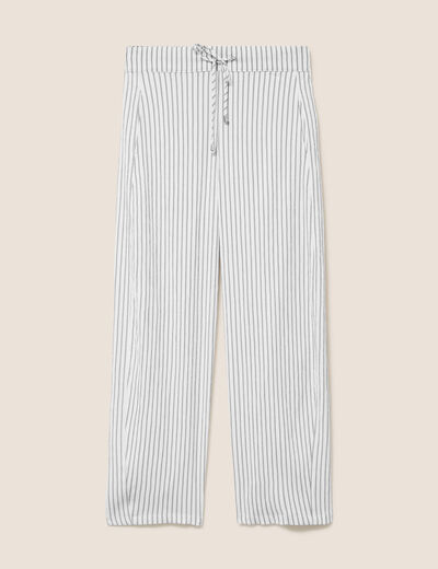 Pantalon fluide coupe barrel bleu femme