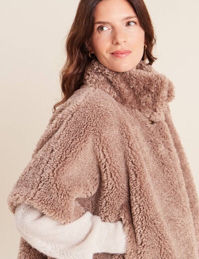 Poncho taupe femme