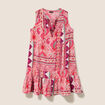 Robe courte &eacute;vas&eacute;e col tunisien rose femme