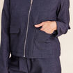 Veste courte droite en jean doubl&eacute;e denim brut femme