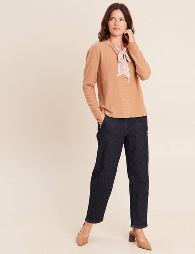 Cardigan manches longues beige femme