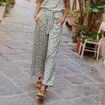 Pantalon ample taille haute taupe femme