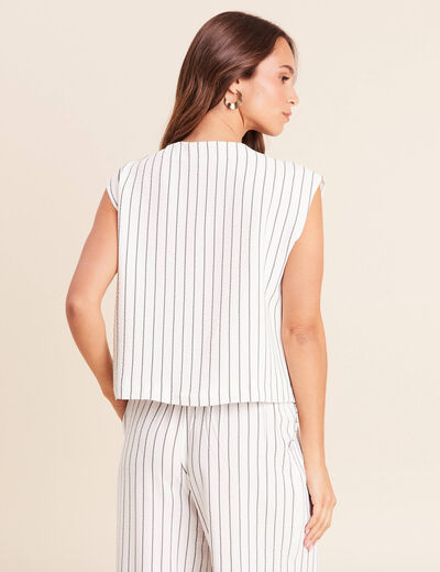 Blouse sans manches col rond doubl&eacute; gris fonc&eacute; femme