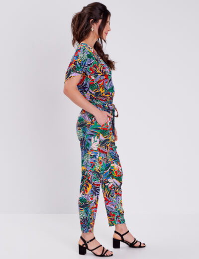 Combinaison pantalon ceinturée vert émeraude femme