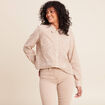 Chemise en coton brod&eacute;e manches longues marron femme
