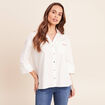 Chemise ample en coton manches 3/4 ecru femme