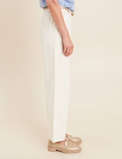 Pantalon droit taille basculée ecru femme