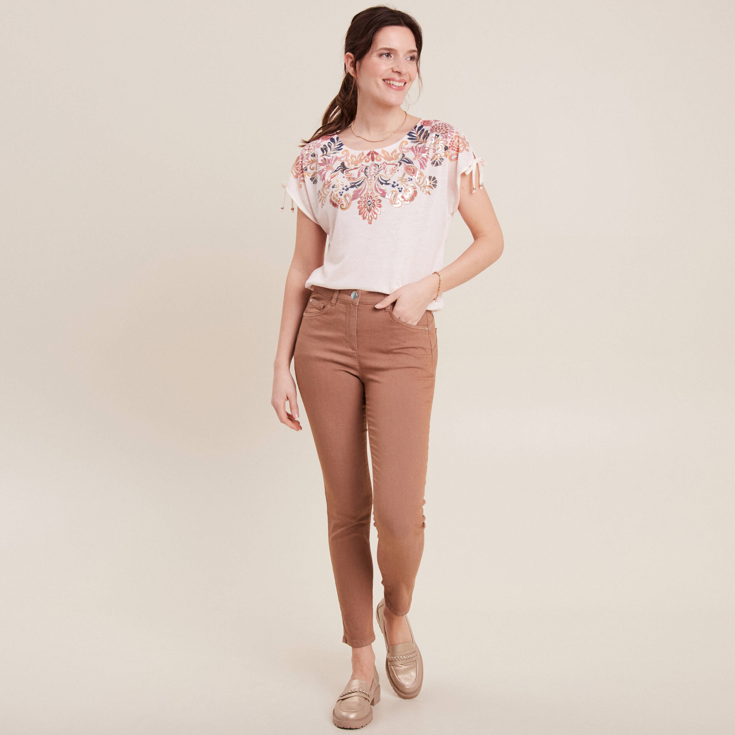 Pantalon marron 2025 clair femme