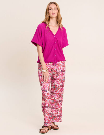 Chemisette effet boule manches courtes violet clair femme