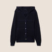 Gilet ajour&eacute; &agrave; capuche manches longues bleu marine femme
