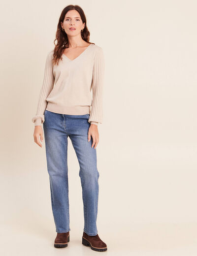 Pull manches longues couleur or femme