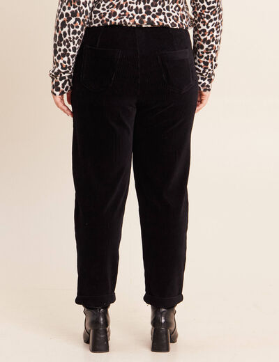 Pantalon coupe mom en velours noir femme