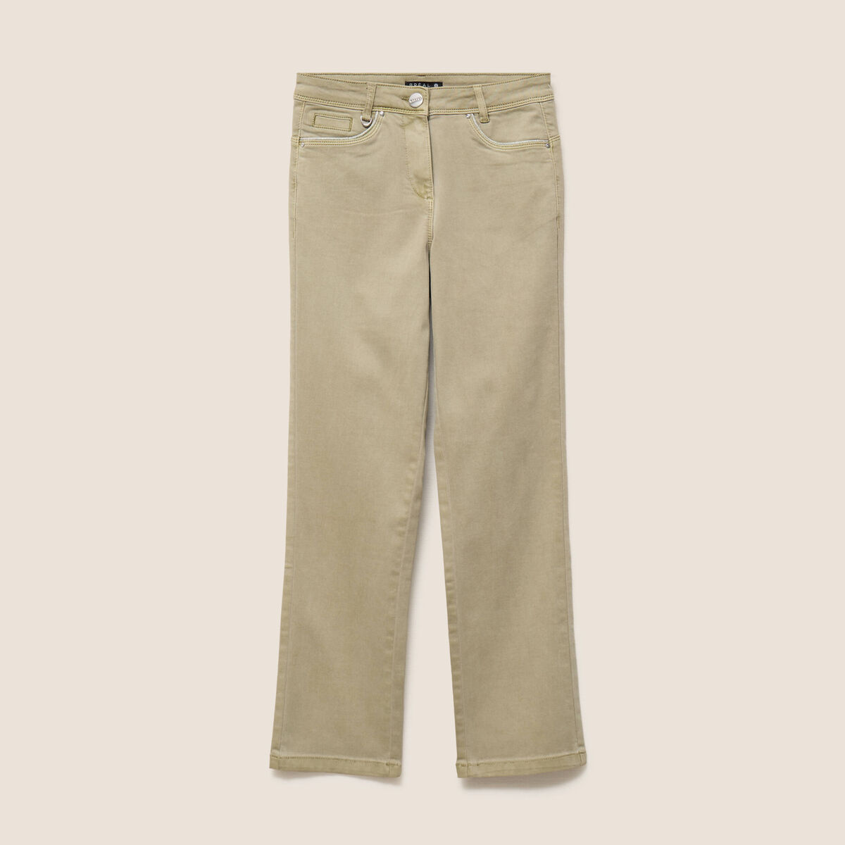 Jean coupe droite 7/8&egrave;me vert clair femme