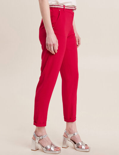 Pantalon chino à ceinture rose cerise femme
