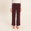 Jean taille haute en velours bordeaux femme
