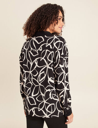 Chemise ample mi-longue manches longues noir femme