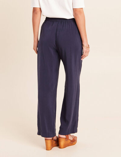 Pantalon large bleu marine femme