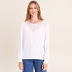 Blouse droite manches longues dentelle ecru femme